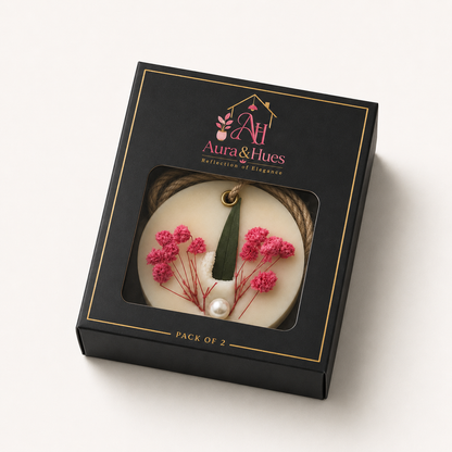 Aura & Hues (set of 2) Botanical Wax Sachets with Dried Floral Decorations,(Random shape and designs)