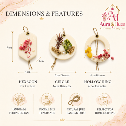 Aura & Hues (set of 2) Botanical Wax Sachets with Dried Floral Decorations,(Random shape and designs)
