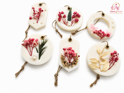 Aura & Hues (set of 2) Botanical Wax Sachets with Dried Floral Decorations,(Random shape and designs)