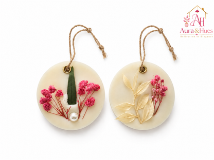 Aura & Hues (set of 2) Botanical Wax Sachets with Dried Floral Decorations,(Random shape and designs)
