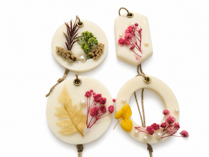 Aura & Hues (set of 2) Botanical Wax Sachets with Dried Floral Decorations,(Random shape and designs)