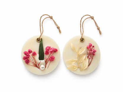 Aura & Hues (set of 2) Botanical Wax Sachets with Dried Floral Decorations,(Random shape and designs)