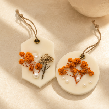Aura & Hues (set of 2) Botanical Wax Sachets with Dried Floral Decorations,(Random shape and designs)