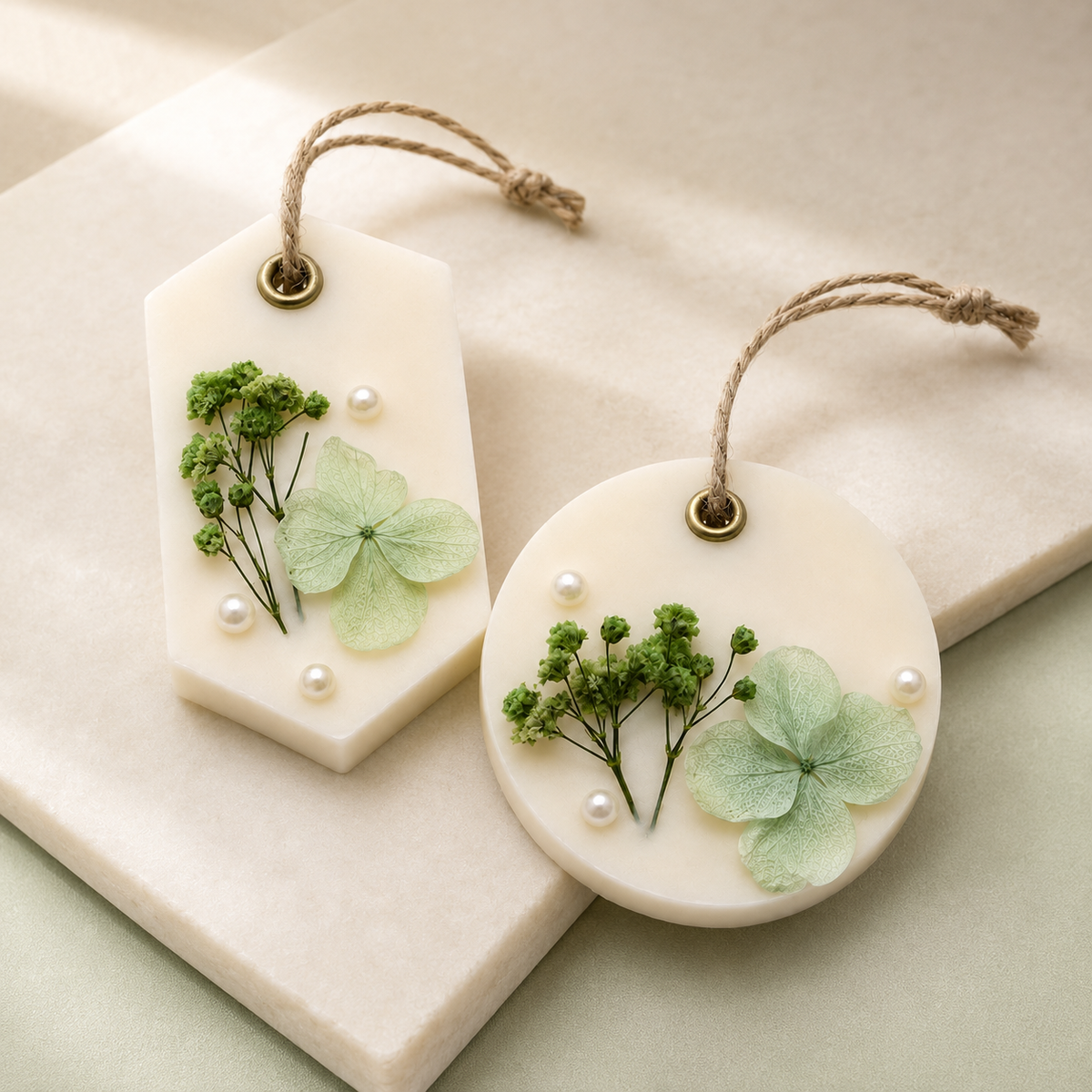 Aura & Hues (set of 2) Botanical Wax Sachets with Dried Floral Decorations,(Random shape and designs)