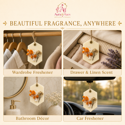 Aura & Hues (set of 2) Botanical Wax Sachets with Dried Floral Decorations,(Random shape and designs)