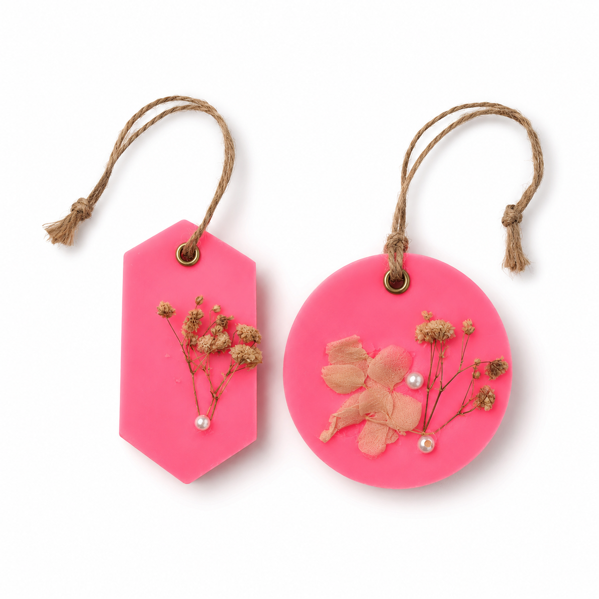 Aura & Hues (set of 2) Botanical Wax Sachets with Dried Floral Decorations,(Random shape and designs)