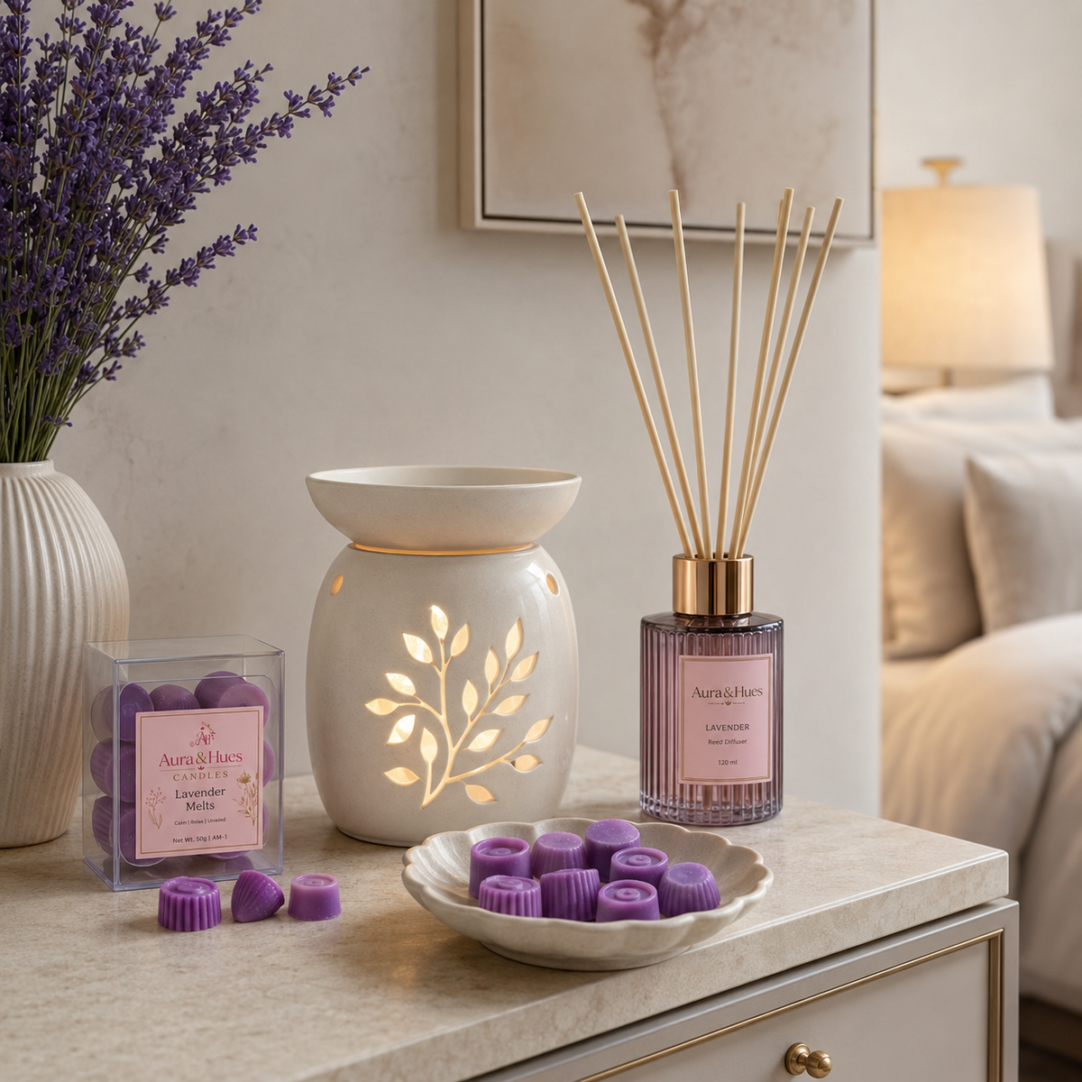 Aura & Hues Lavender Scented Wax Melts, 160 g, Home Fragrance Pack