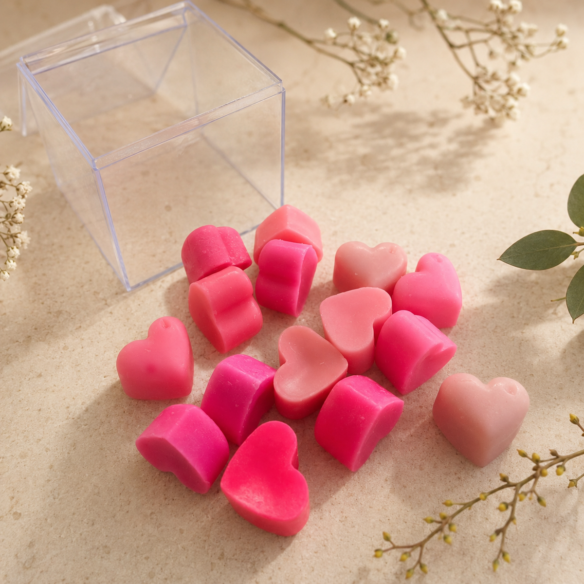 Aura & Hues Pink Heart Wax Melts, 160 g, Decorative Home Fragrance Pack for Gifting