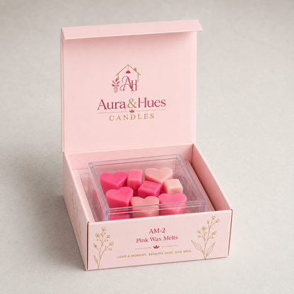 Aura & Hues Pink Heart Wax Melts, 160 g, Decorative Home Fragrance Pack for Gifting