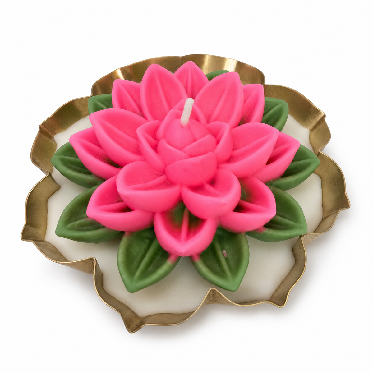 Aura & Hues Pink Lotus Urli Candle, Floral Mix Fragrance, Hand-Poured Sculptural Candle, 12 cm Diameter, Decorative Candle for Festive Décor & Gifting