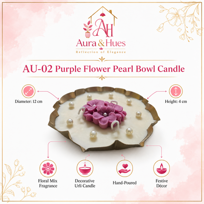 Aura & Hues Decorative Floral Urli Candle, Orange Rose & Ivory Shell Design, Gold-Toned Scalloped Bowl, Multi-Wick Candle for Home Décor & Festive Gifting