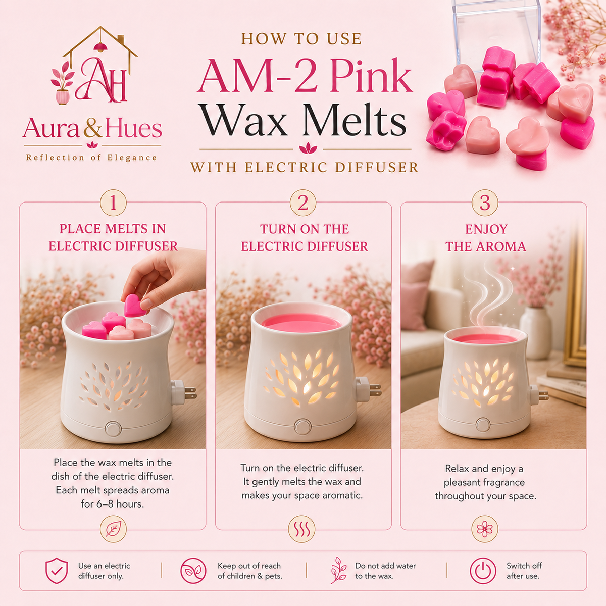 Aura & Hues Pink Heart Wax Melts, 160 g, Decorative Home Fragrance Pack for Gifting