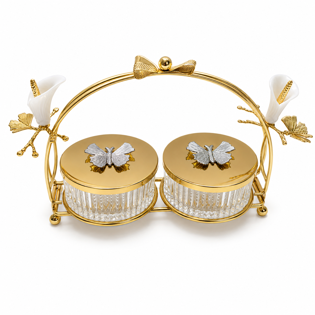 Aura & Hues Royal Golden Decorative Metal Serving Bowls Set of 2 Elegant Table Centerpiece Fruit and Dry Fruit Dish Set