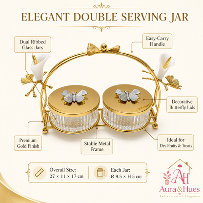 Aura & Hues Royal Golden Decorative Metal Serving Bowls Set of 2 Elegant Table Centerpiece Fruit and Dry Fruit Dish Set