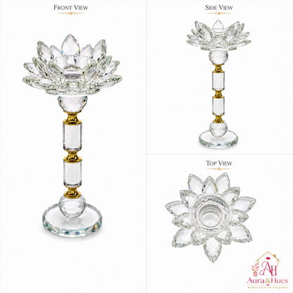Aura & Hues Elegant Handcrafted Metal Candle Stand Contemporary Decorative Candlestick Holder for Dining Table and Living Room