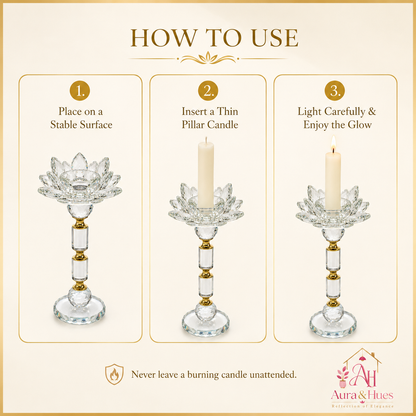 Aura & Hues Elegant Handcrafted Metal Candle Stand Contemporary Decorative Candlestick Holder for Dining Table and Living Room