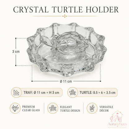 Aura & Hues Handcrafted Crystal Turtle Figurine Tortoise Statue for Feng Shui Vastu Good Luck Home Office Centerpiece Decor