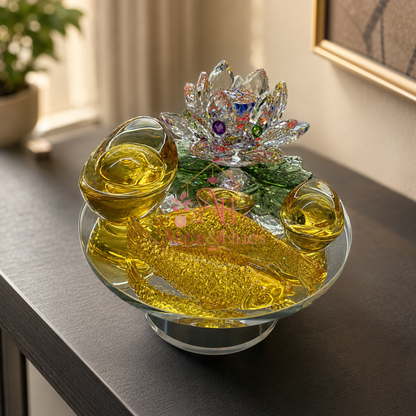 Aura & Hues Handcrafted Sparkling Faceted Crystal Decor Showpiece Prism Centerpiece Sculpture for Modern Living Room Accent