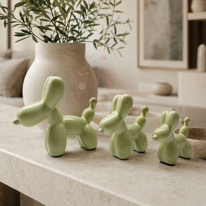 Aura & Hues Vibrant Emerald Green Ceramic Dog Figurine Modern Minimalist Animal Statue Accent for Console Table and Living Room Decor