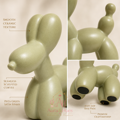 Aura & Hues Vibrant Emerald Green Ceramic Dog Figurine Modern Minimalist Animal Statue Accent for Console Table and Living Room Decor