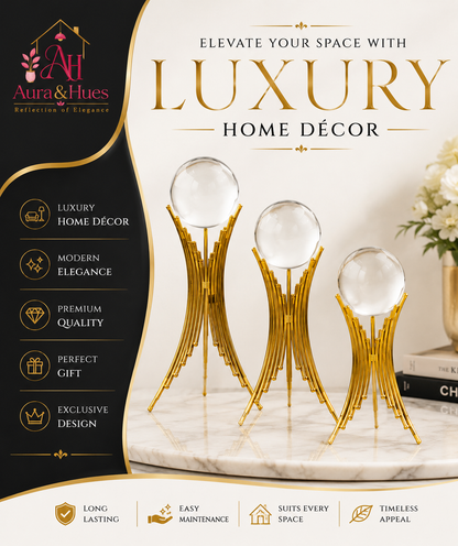 Crystal Orb Elegance Sculpture Set (Set of 3)