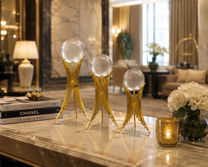 Crystal Orb Elegance Sculpture Set (Set of 3)