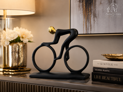 Minimalist Cyclist Showpiece, Modern Resin Bicycle Sculpture, Abstract Cycling Figurine for Home Decor