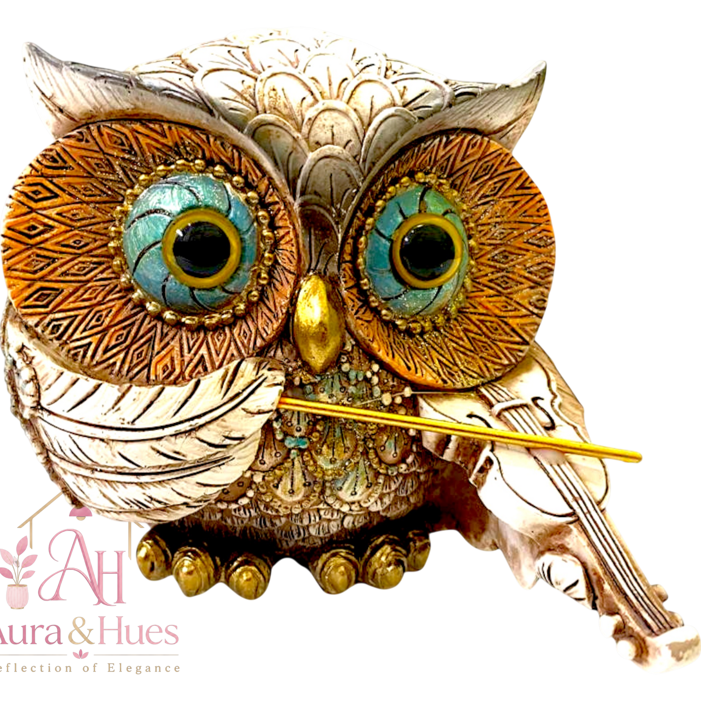 Premium Resin Musical Owl Family Figurines Set of 4 for Home Decor