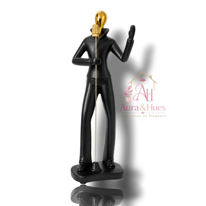 Abstract Singer Figurine | Modern Black & Gold Home Décor Showpiece