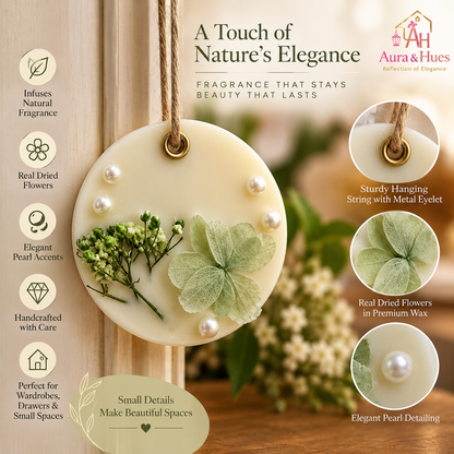 Aura & Hues (set of 2) Botanical Wax Sachets with Dried Floral Decorations,(Random shape and designs)