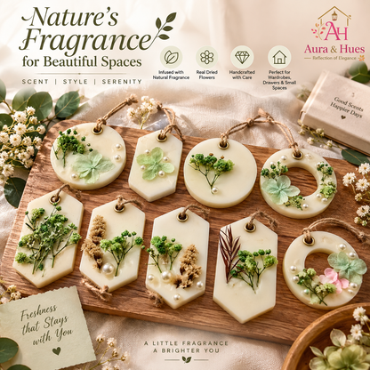 Aura & Hues (set of 2) Botanical Wax Sachets with Dried Floral Decorations,(Random shape and designs)