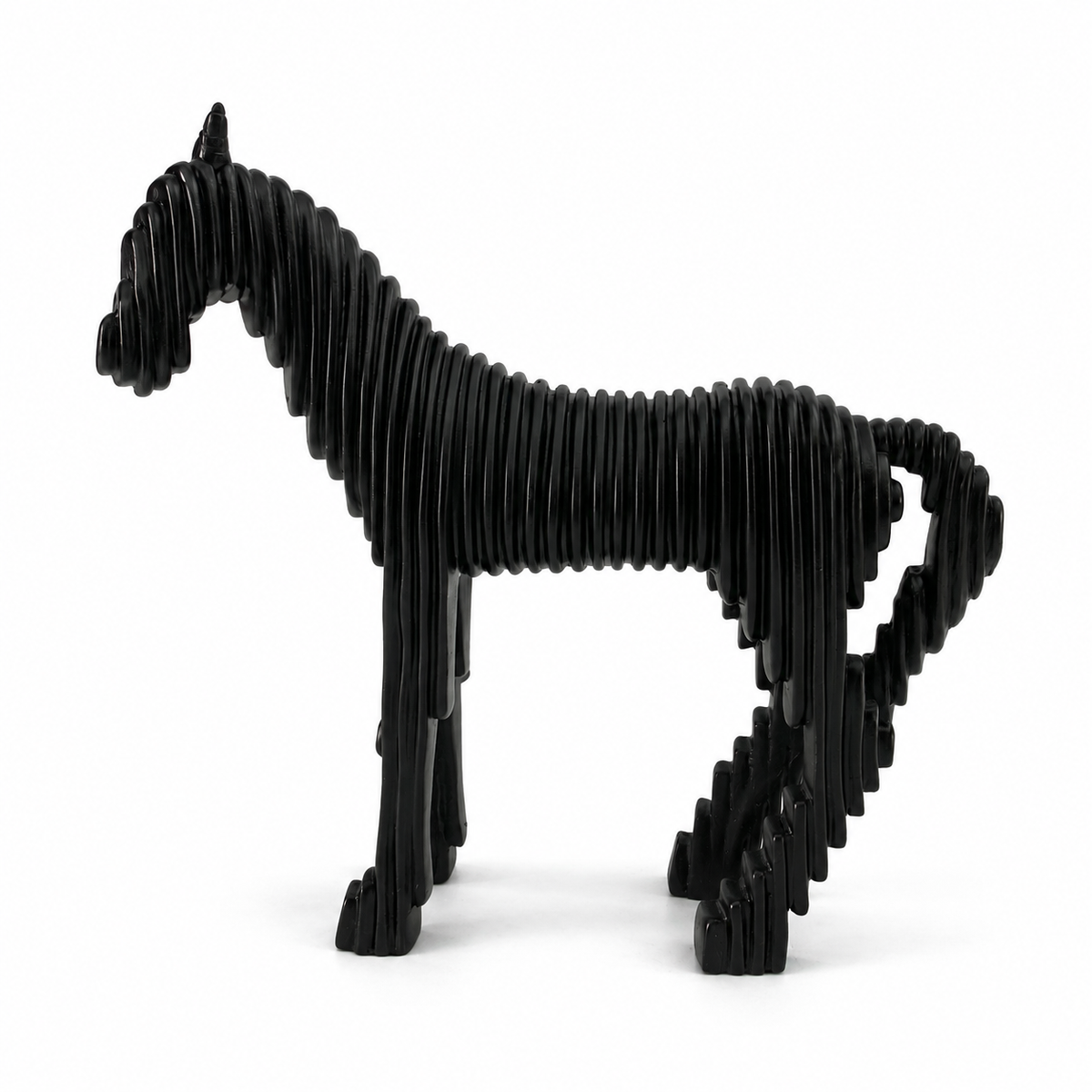 Minimalist Geometric Lining Stallion Horse - Jet Black