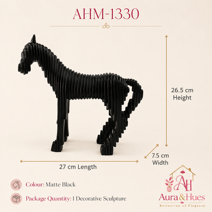 Minimalist Geometric Lining Stallion Horse - Jet Black