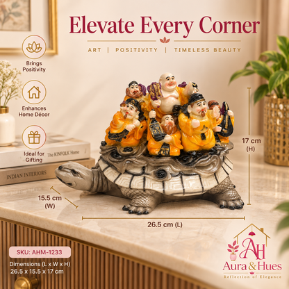 Feng Shui Good Fortune Dragon Turtle Statue - Multicolor Mix