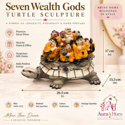 Feng Shui Good Fortune Dragon Turtle Statue - Multicolor Mix