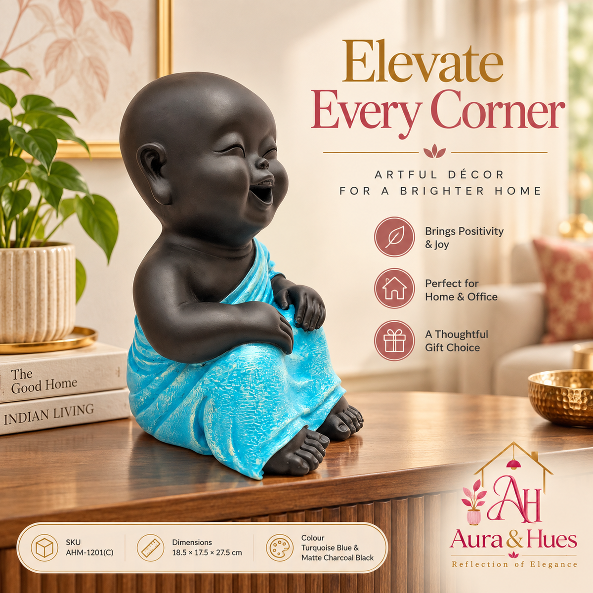 Thinking Pose Home Decor Doll - Blue & Black