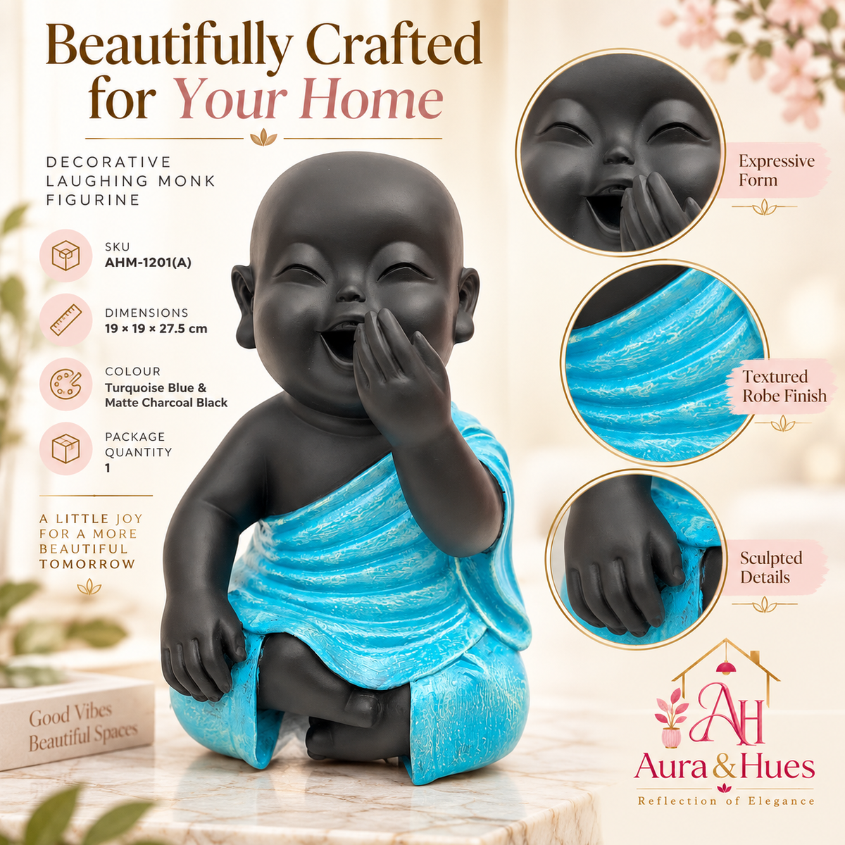 Start-One Hand On Mouth Home Decor Doll - Blue & Black