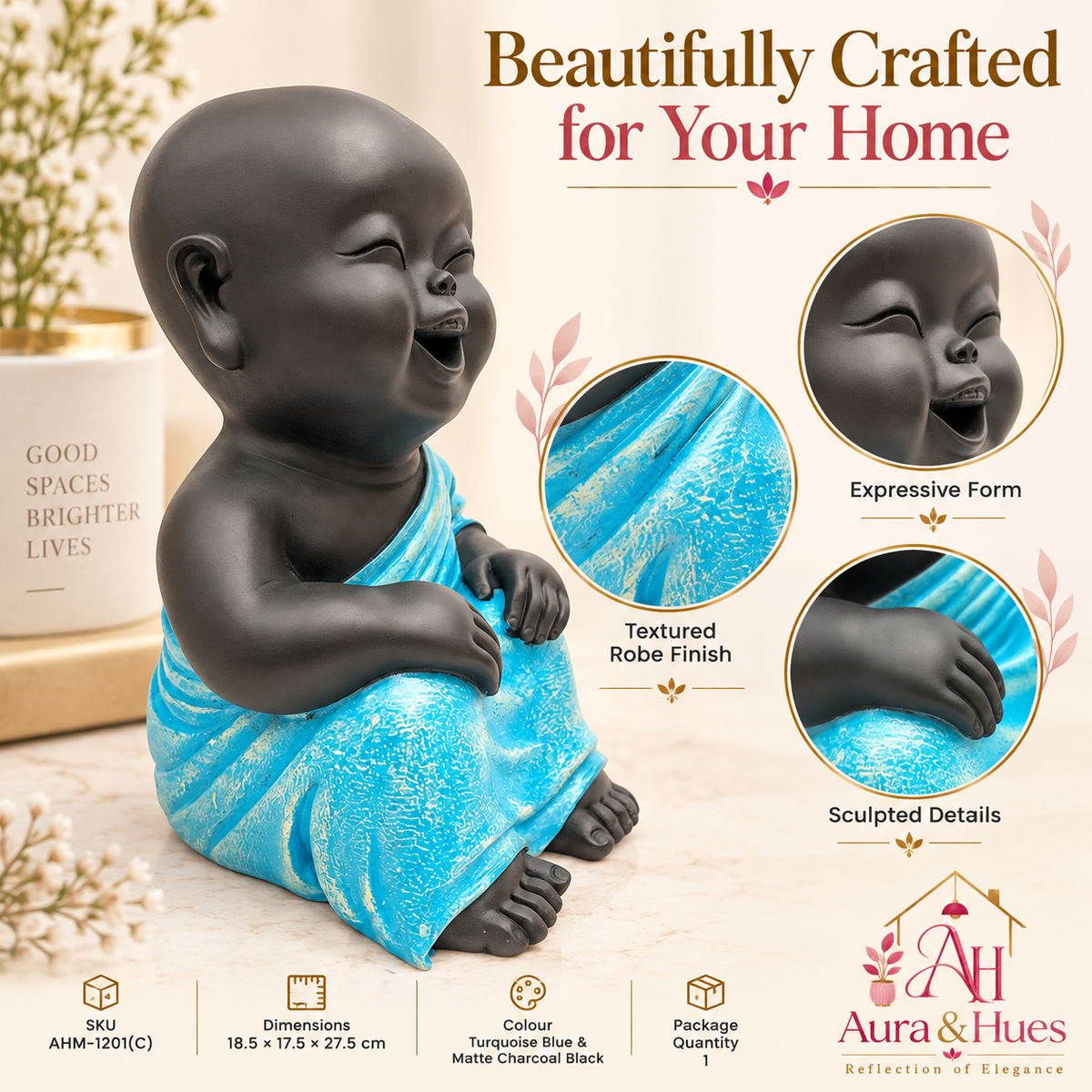 Thinking Pose Home Decor Doll - Blue & Black