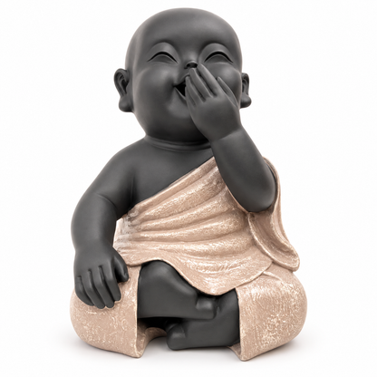 One Hand On Mouth Home Decor Doll - Beige & Black