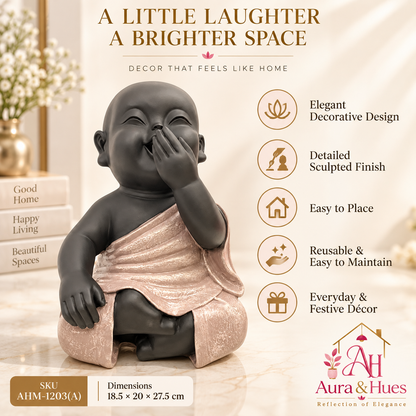 One Hand On Mouth Home Decor Doll - Beige & Black