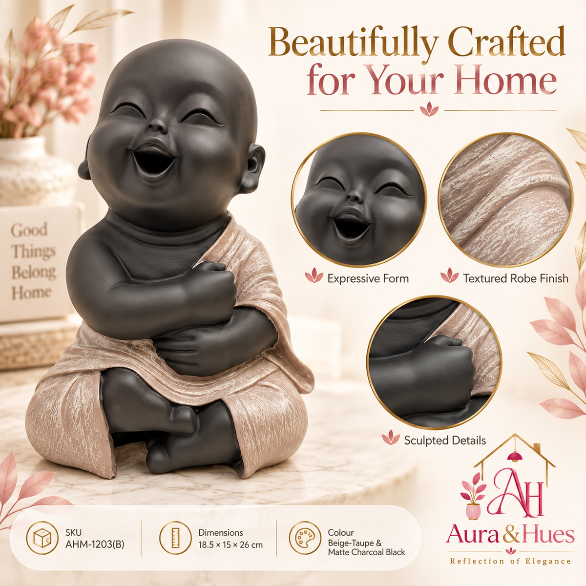 Hands Folded Home Decor Doll - Beige & Black