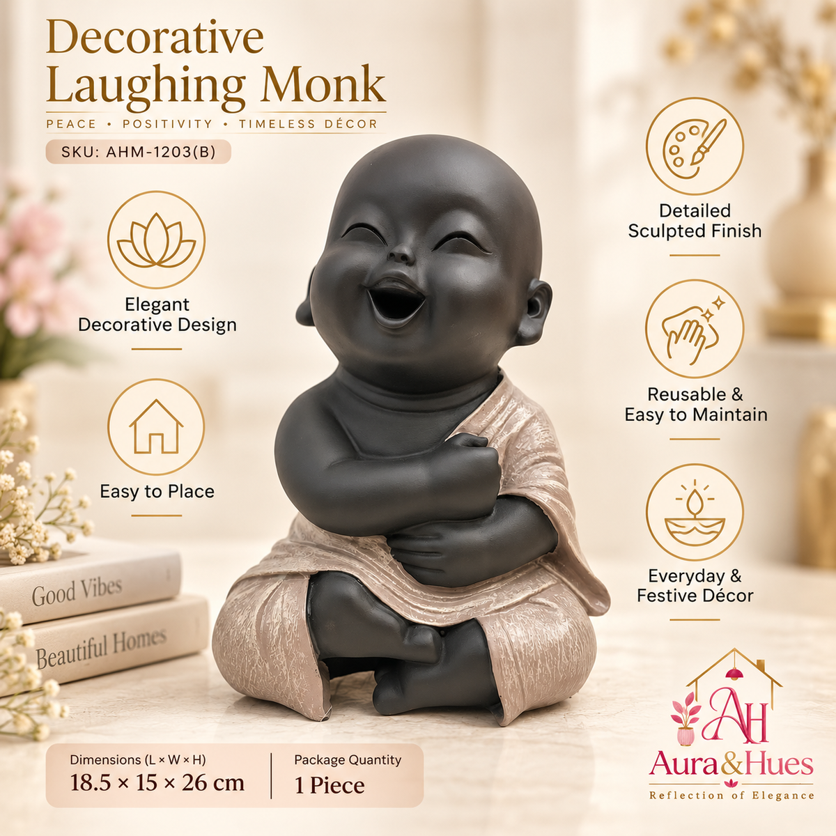 Hands Folded Home Decor Doll - Beige & Black