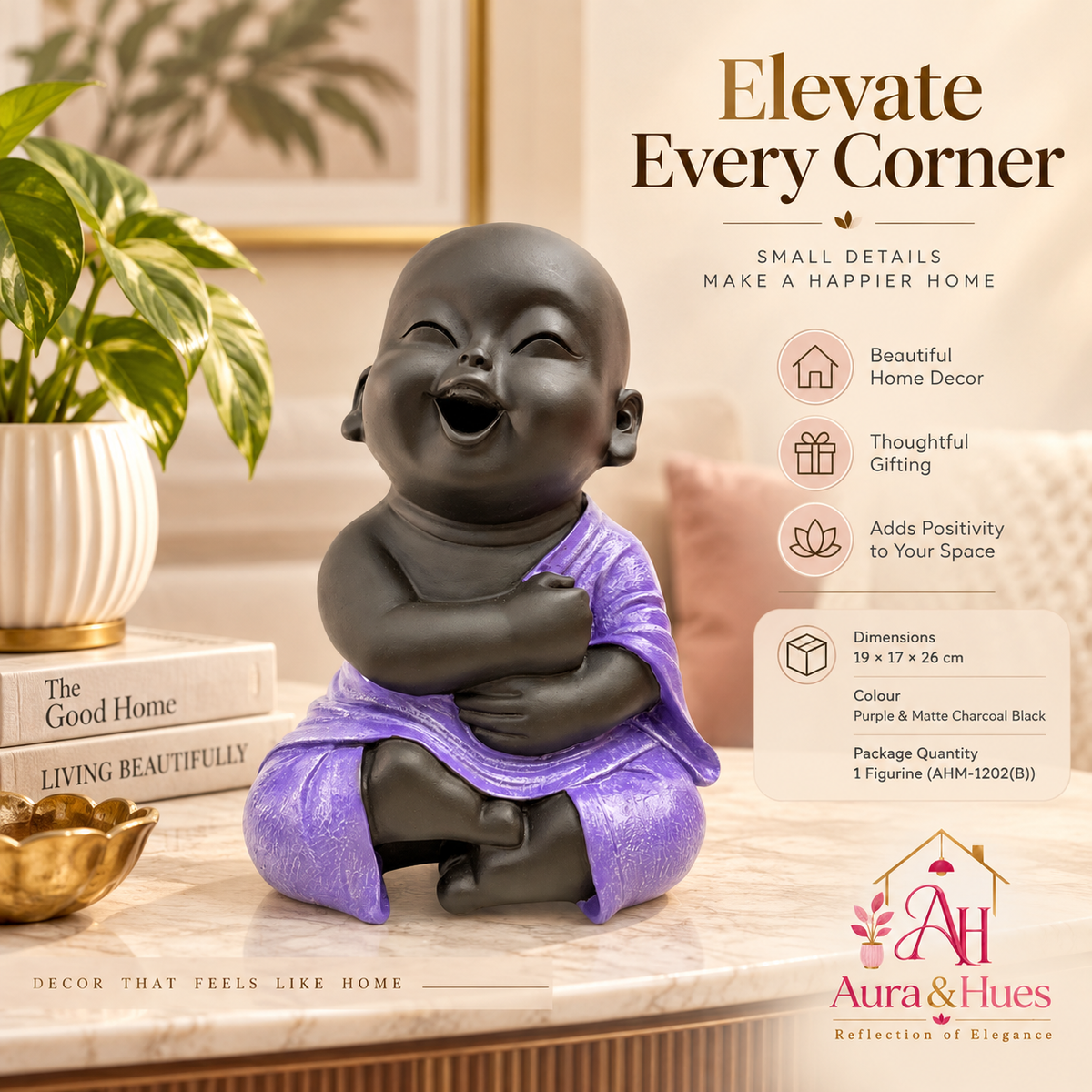 Hands Folded Home Decor Doll - Purple & Black