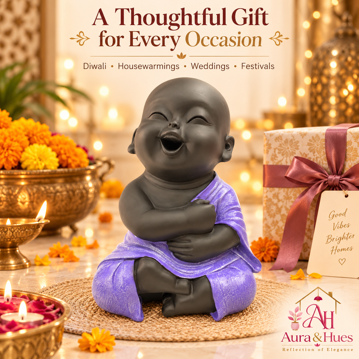 Hands Folded Home Decor Doll - Purple & Black