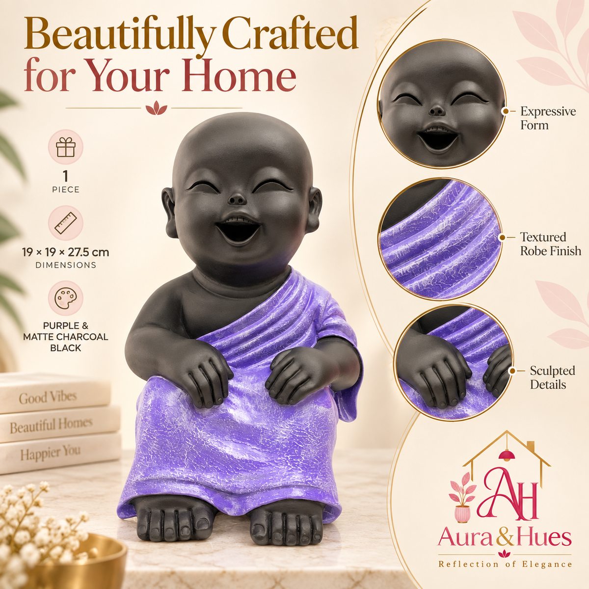 Thinking Pose Home Decor Doll - Purple & Black