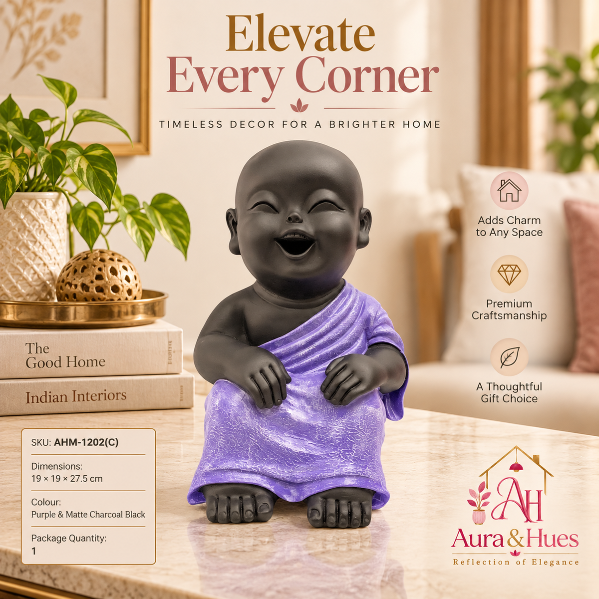 Thinking Pose Home Decor Doll - Purple & Black