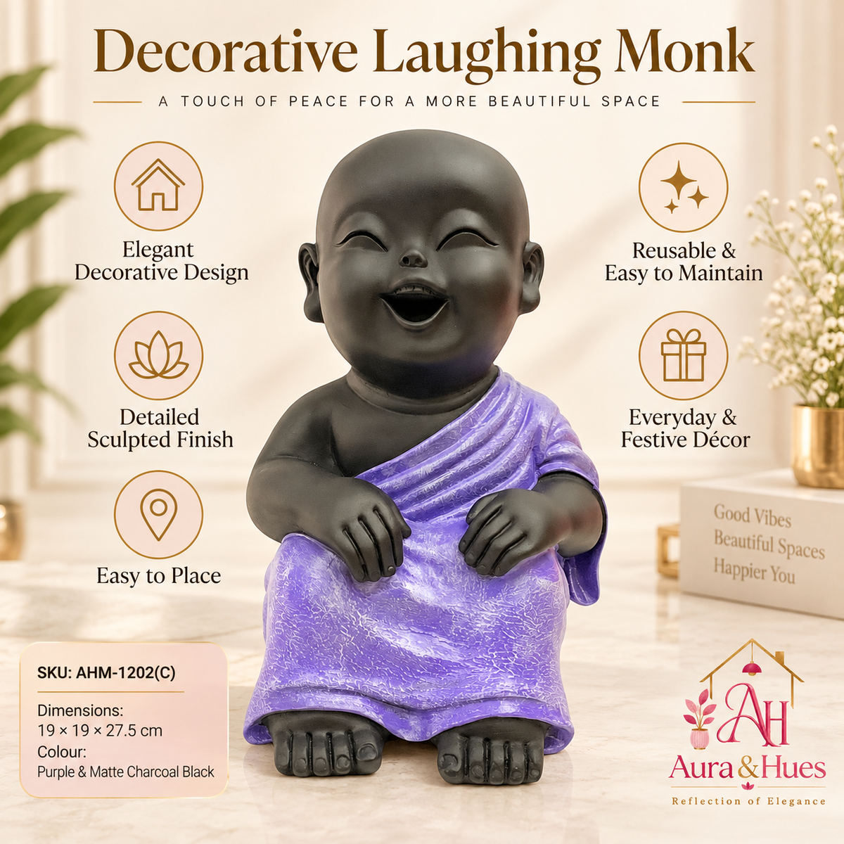 Thinking Pose Home Decor Doll - Purple & Black