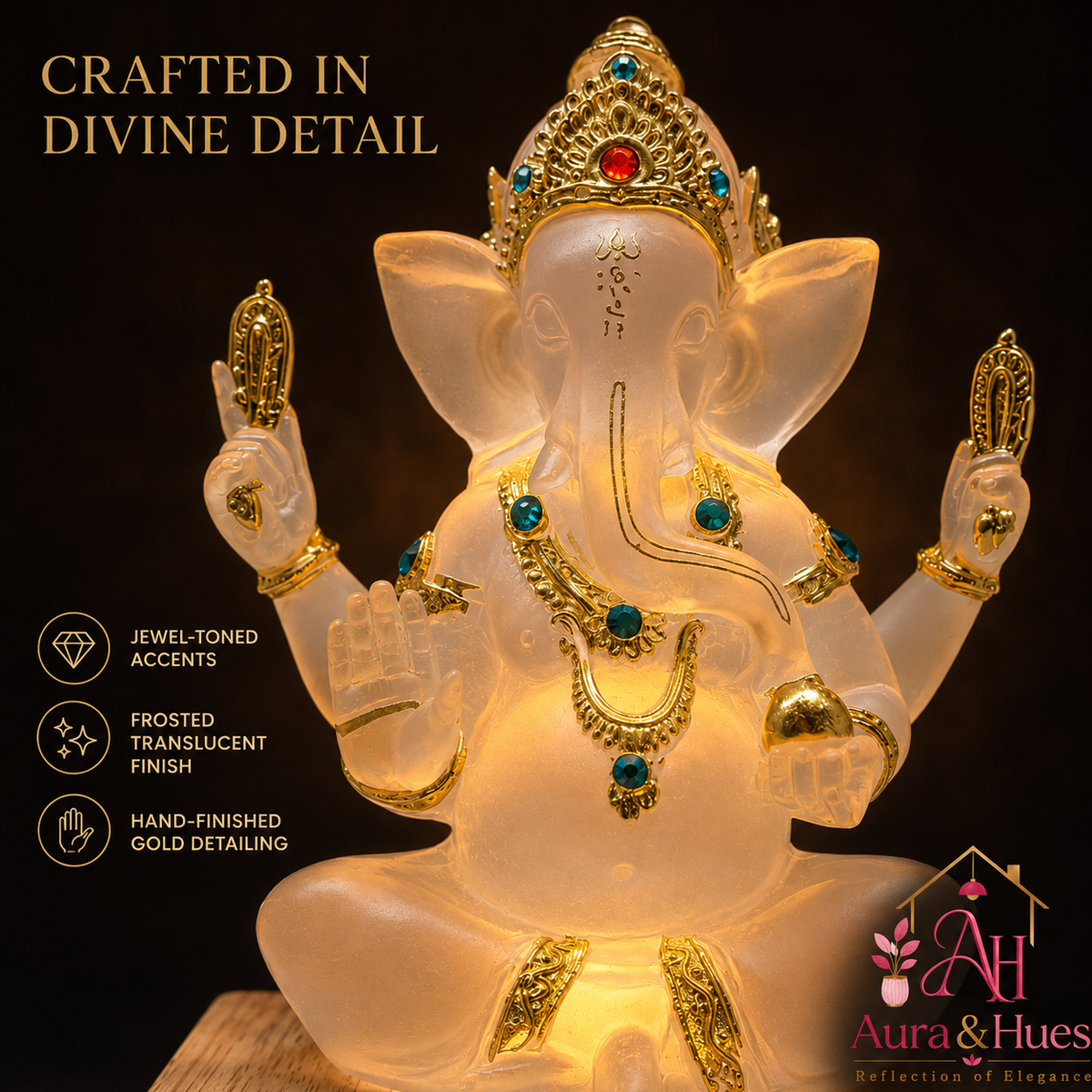 Crystal Blessings Ganesha LED Lamp - Dimensions & Specifications