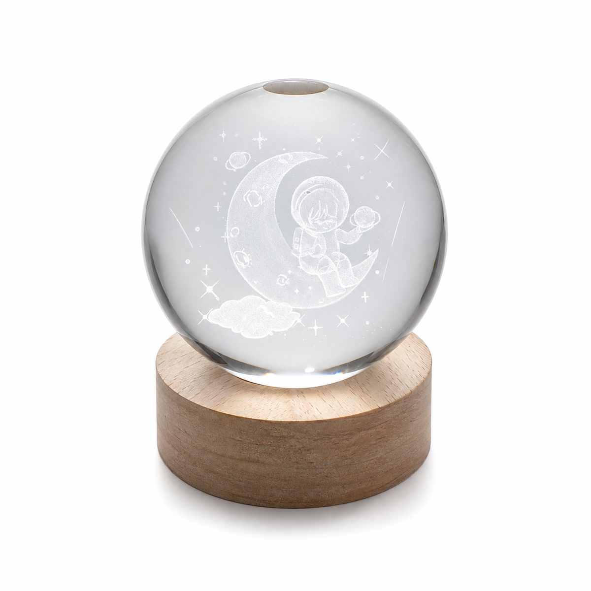 Dimensions and specifications of crystal ball lamp – 7.5cm diameter, 9cm height