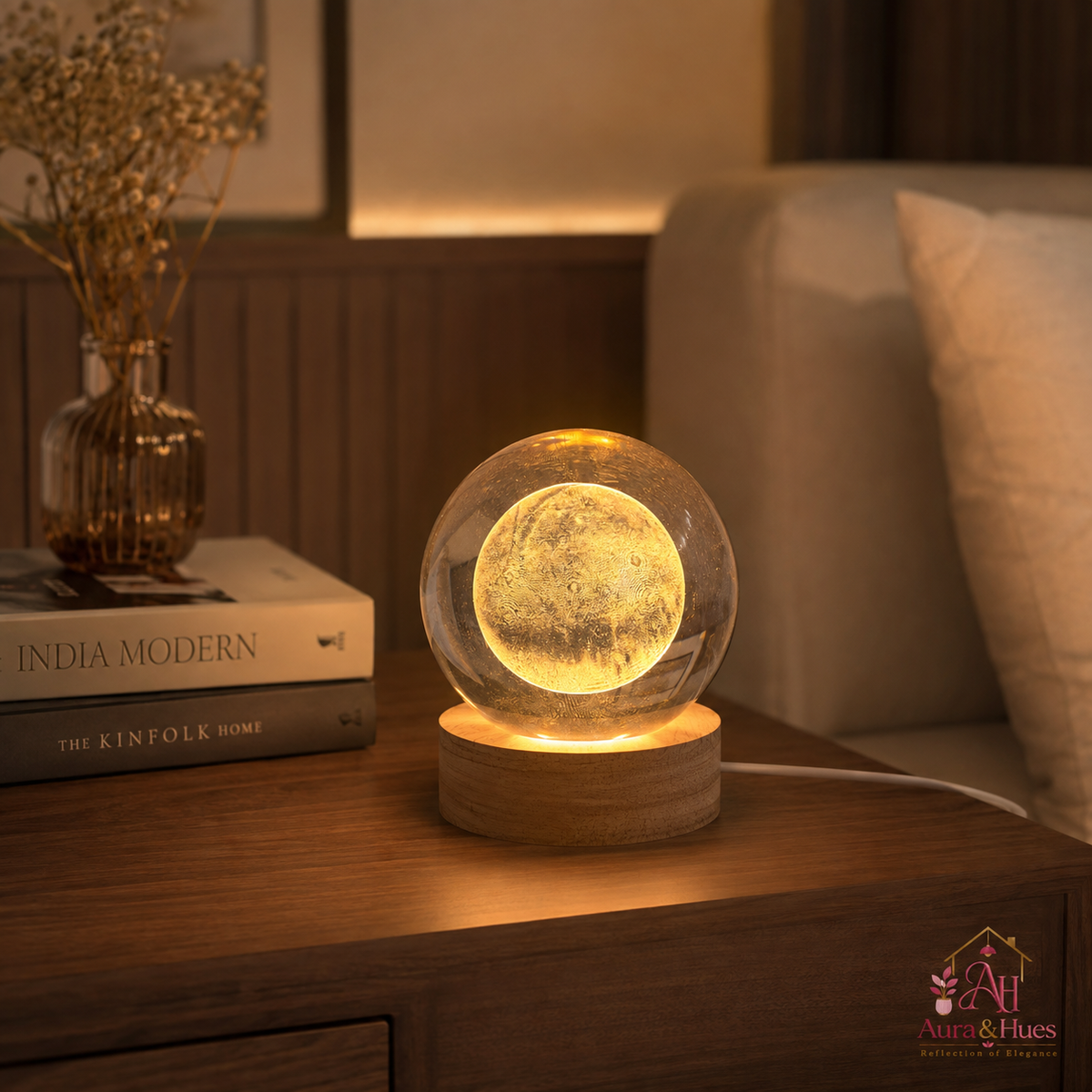 LED Crystal Ball Moon - Product on white background